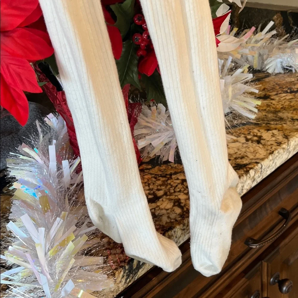 White Knit Tights Girls 7-10